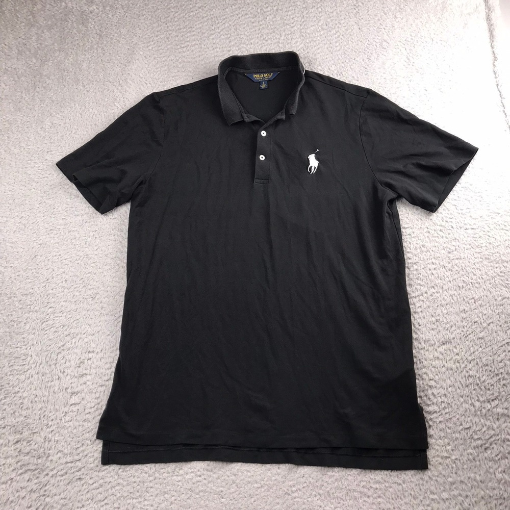 Polo Golf Ralph Lauren Shirt Mens L Black Short Sleeve Big Pony Logo Stretch